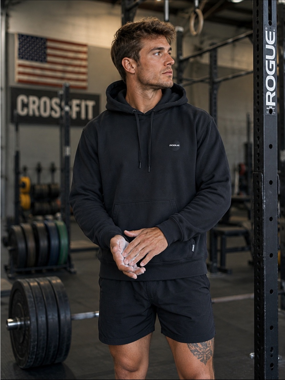 Rogue Black logo Hoodie size Large